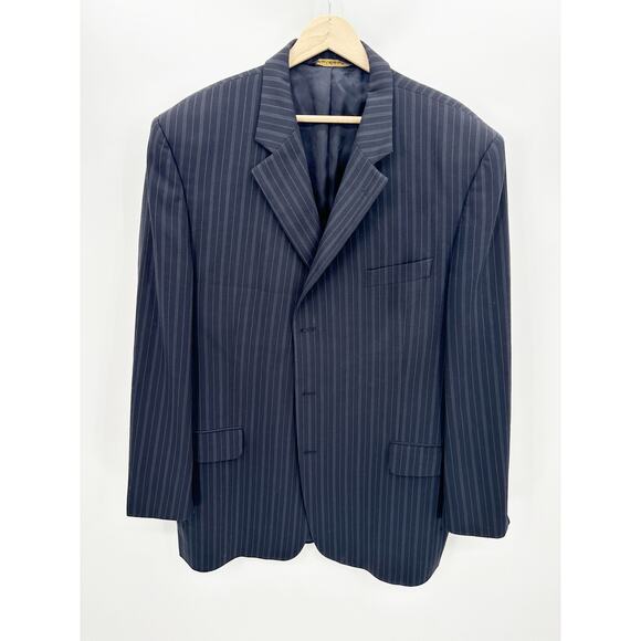 Jack Victor Prossimo Blue Pinstripe 100% Wool Suit Jacket Blazer Men's Size 46L - Picture 1 of 9